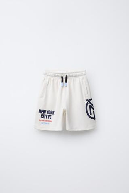 ZARA ШОРТЫ ИЗ МЯГКОЙ ТКАНИ NEW YORK CITY MLS ©, БЕЛЫЙ