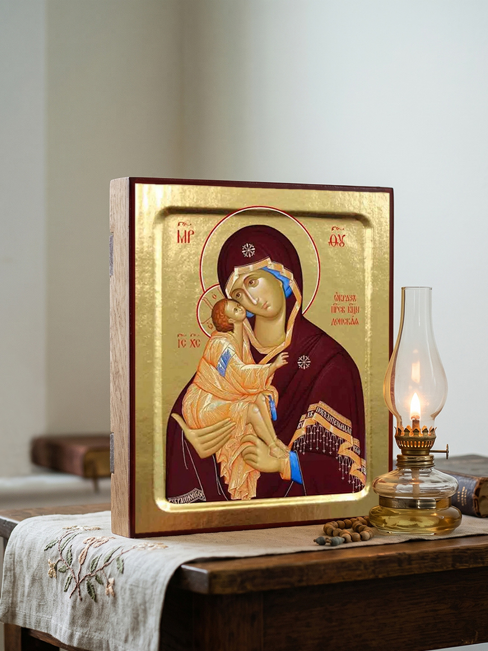 Икона Пресвятой Богородицы, Донская на дереве: 125 х 160 (Синопсисъ)