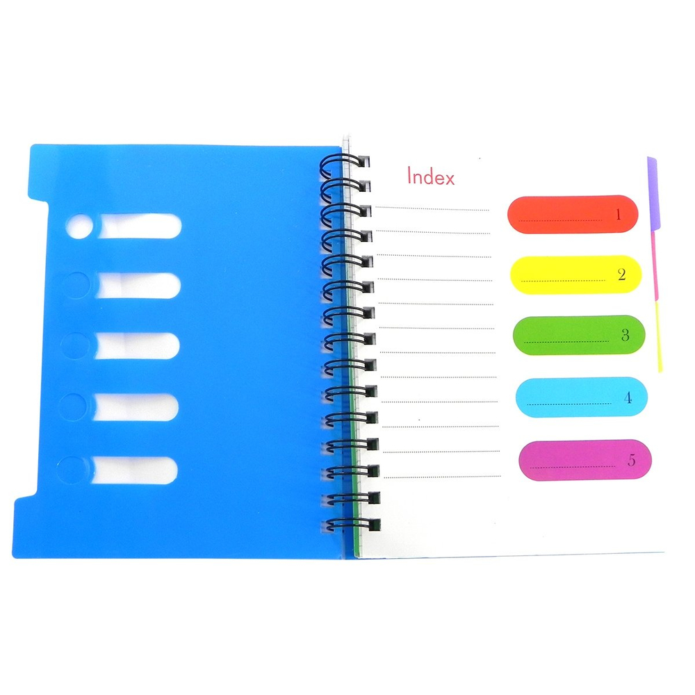 Тетрадь 120л., А5, клетка, Alingar "Colledge ruled", гребень, пластиковая обложка с информ окнами, цветные пластиковые разделители, ассорти 4 цвета