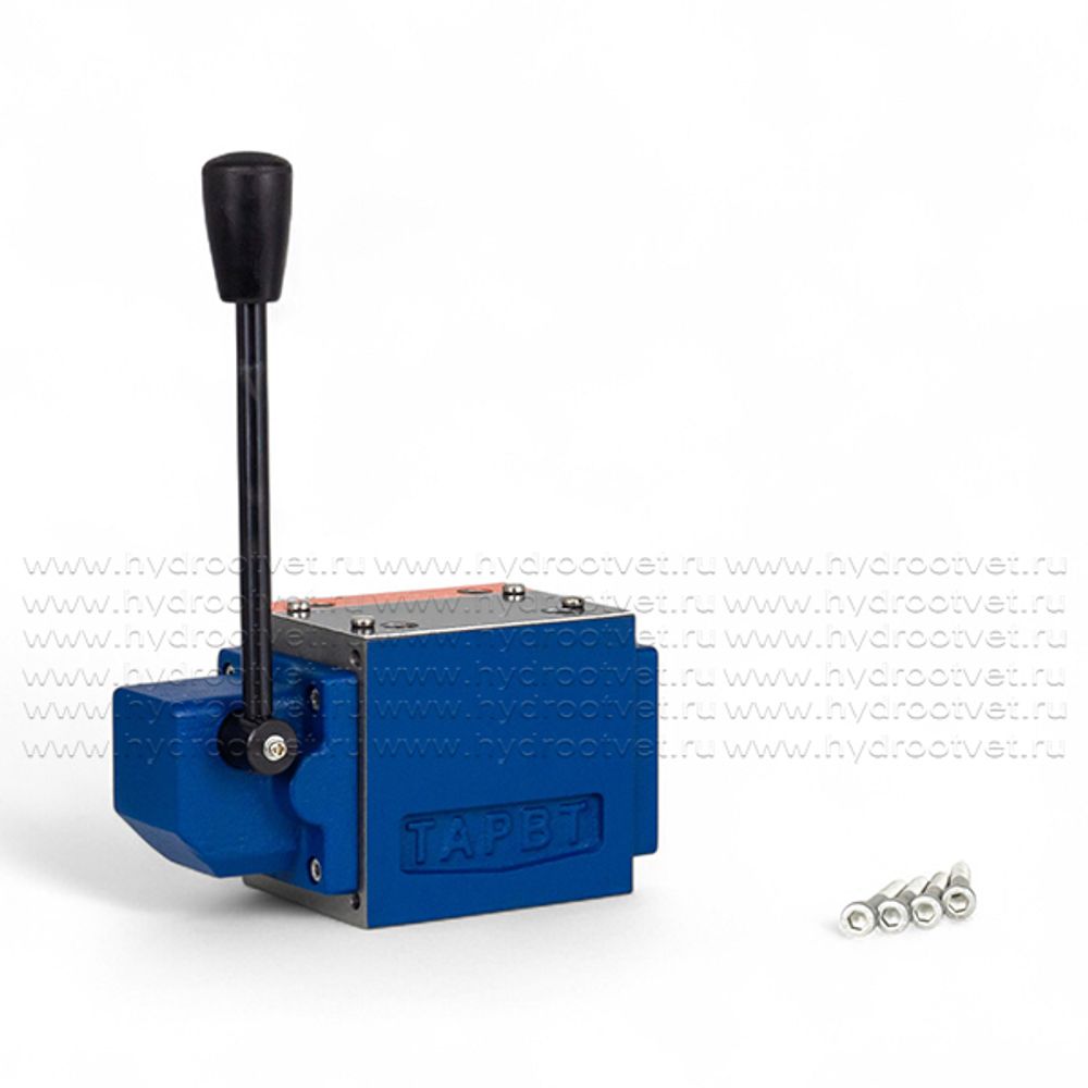 4WMM10E10 - Гидрораспределитель Ду 10 с ручным управлением, схема E (44), возврат - пружинный