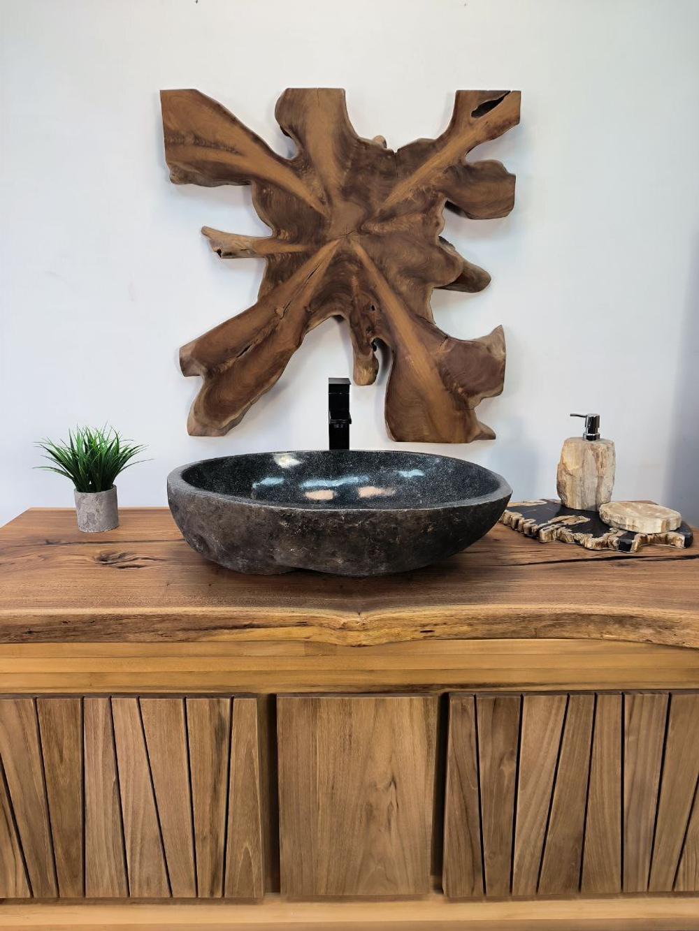 Раковина из речного камня RS-65905 58х43х16 из натурального камня