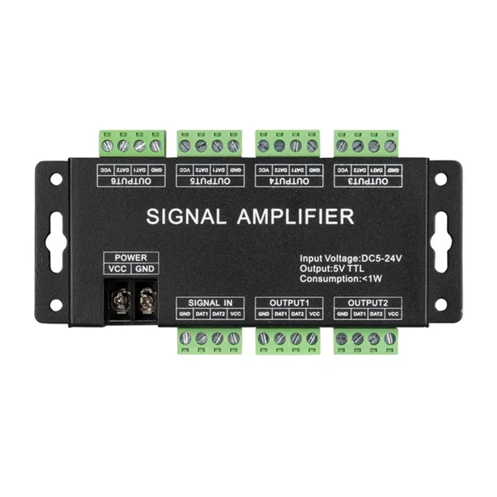 Усилитель сигнала LN-SPI-6CH (5-24V) (Arlight, IP20 Металл, 1 год) 033094