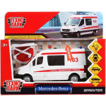 Модель ин. мет. "Mercedes-Benz Sprinter. Скорая помощь" 14см. свет-звук, двер, белая, коробка SPRINTERV