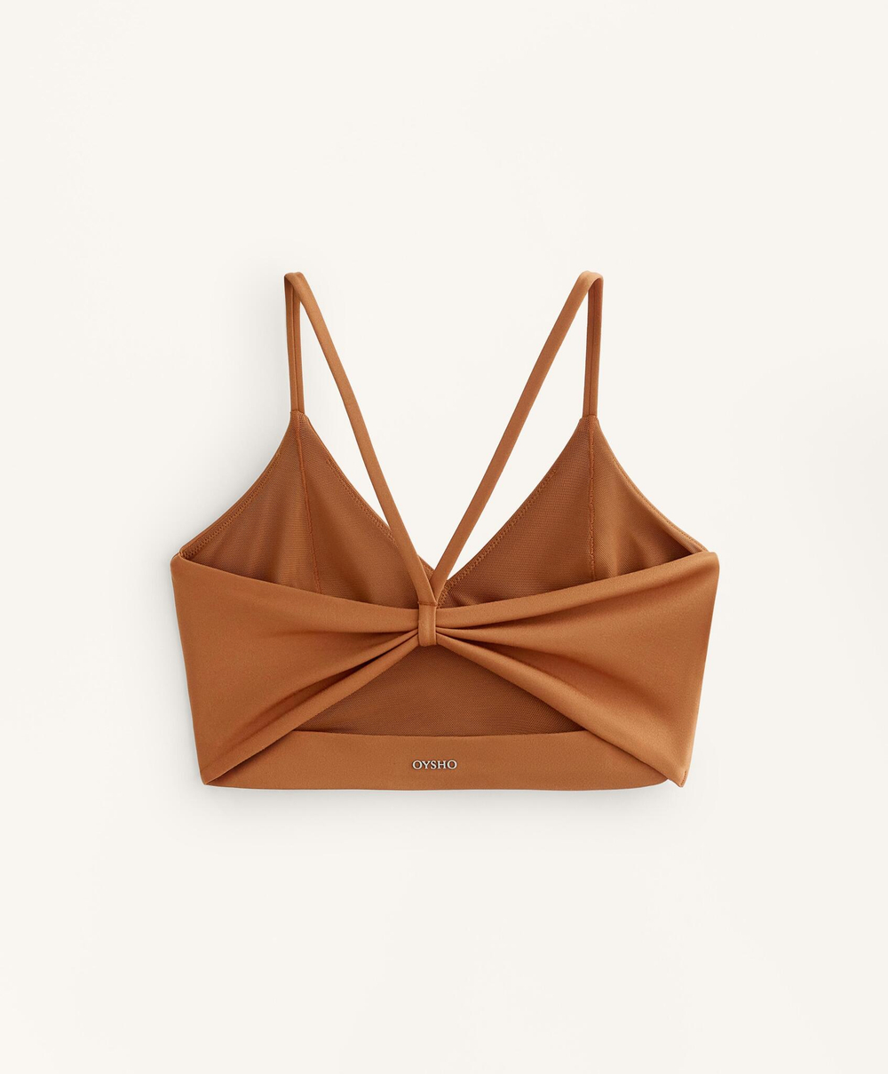 Oysho Спортивный бюстгальтер Comfortlux Crossover средней поддержки с чашками, цвет жженого апельсина