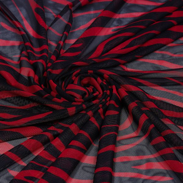 Сетка бельевая эластичная 100 г/м², шир.160 см / 50 метров, принт Зебра, цв.красный+черный /SZ025816.03/