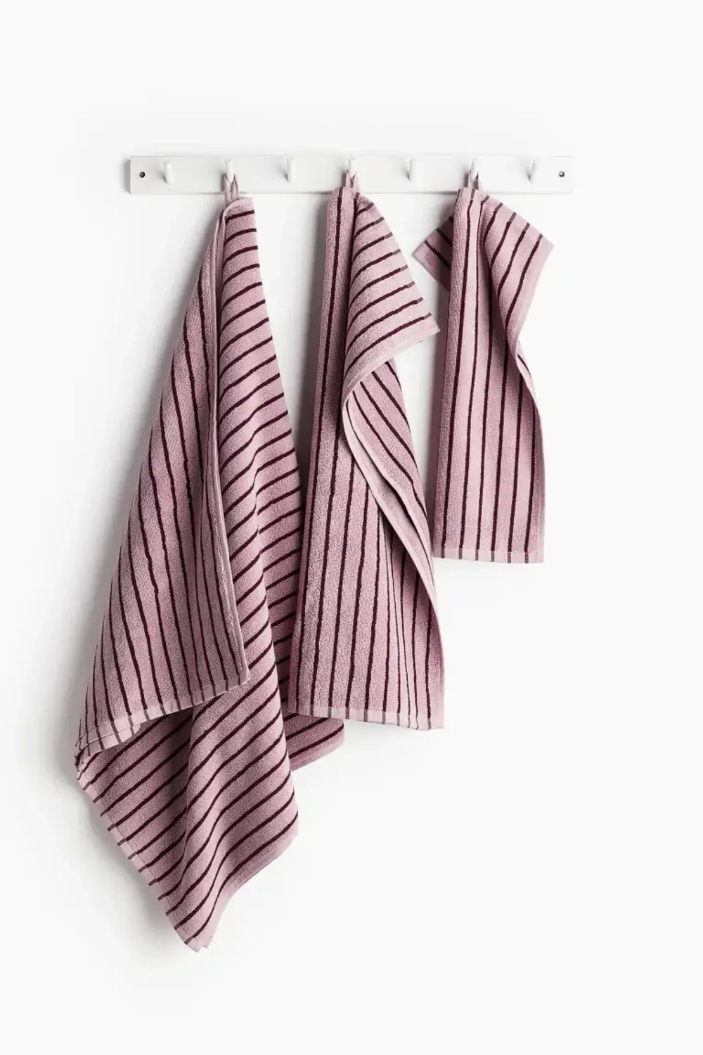 H&M БАННОЕ ПОЛОТЕНЦЕ В ПОЛОСКУ, СВЕТЛО-РОЗОВЫЙ