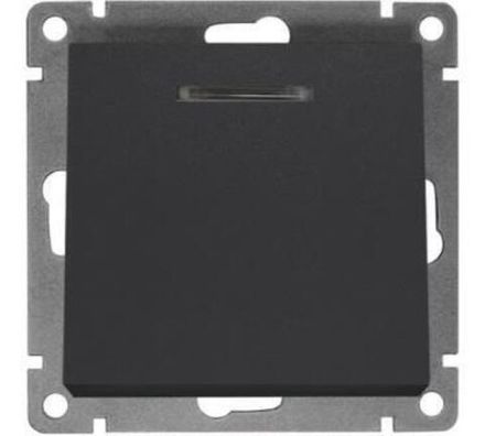 Выключатель одноклавишный с подсветкой "UNIVersal" серия "Афина", с/у, 10А, 220В, графит (еврослот)