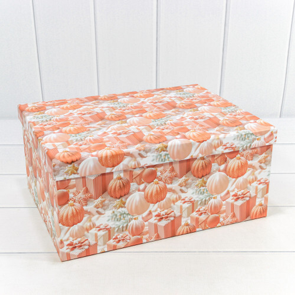 Коробка 34 х 26 х 15.3 см Набор 10 шт "Новый год" (Оранжевый)