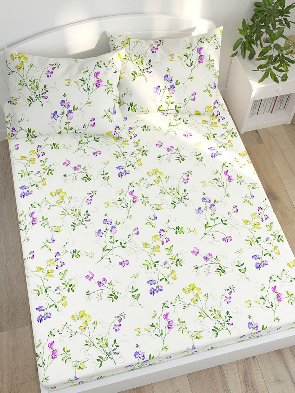 Простынь на резинке  сатин Milky Garden "Горошек" 90x200 см