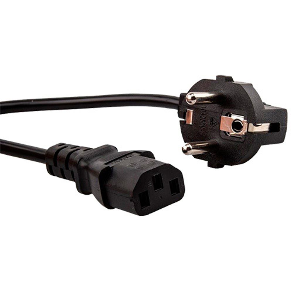 Кабель компьютер - розетка 220V ( угловая Евровилка) &quot;VDE&quot;; 3G*0,75mm2 VCOM; CE021-CU0.75-3; 3,0м