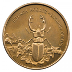 2 злотых Жук-олень (животный мир) 1997 год, Польша. UNC