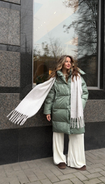 MIDI пуховик с объемным капюшоном, Green Iceberg🍃🍃🍃