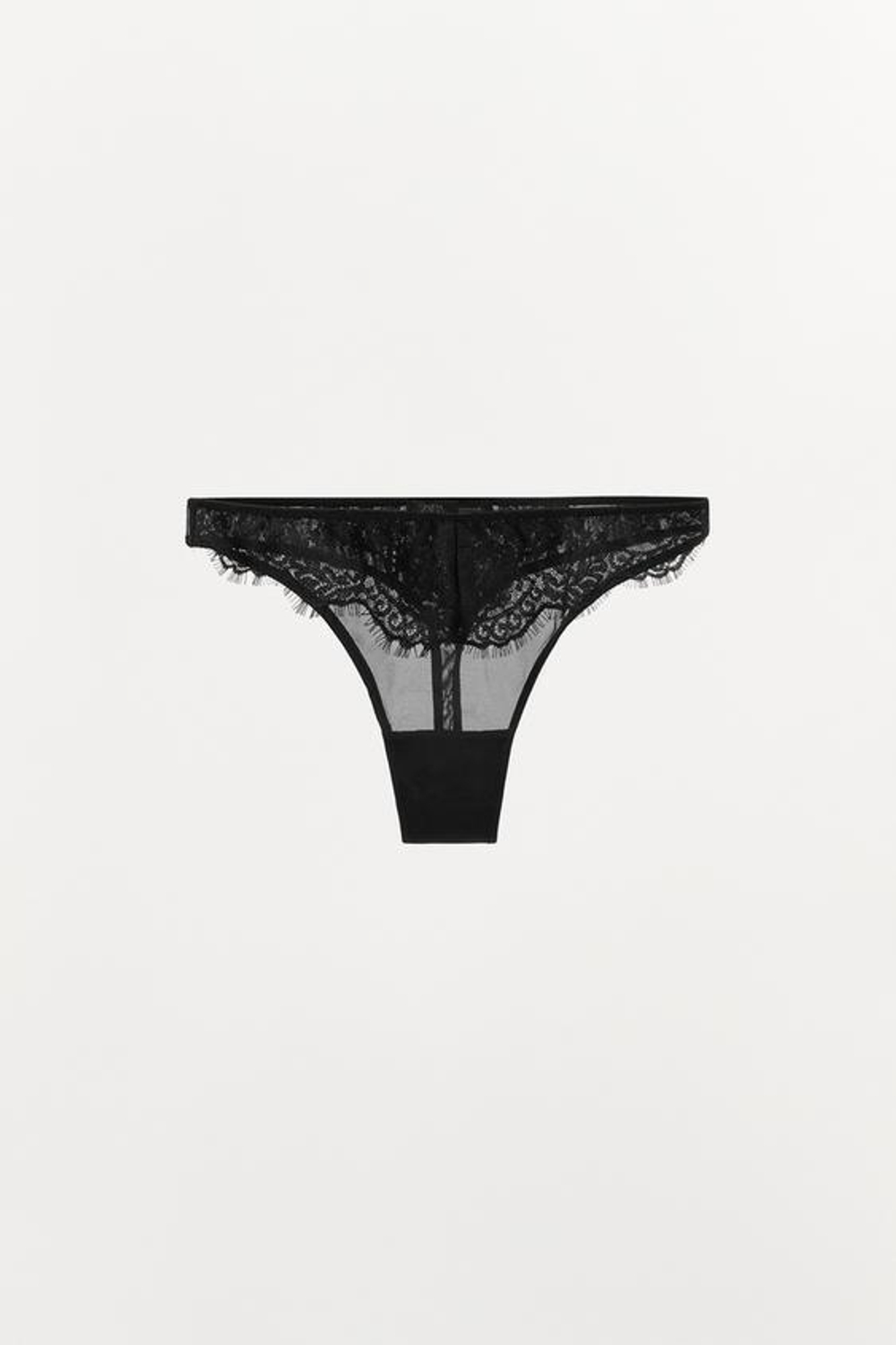 ZARA ТРУСЫ ТАНГА ИЗ СЕТЧАТОЙ ТКАНИ С КРУЖЕВОМ, ЧЕРНЫЙ