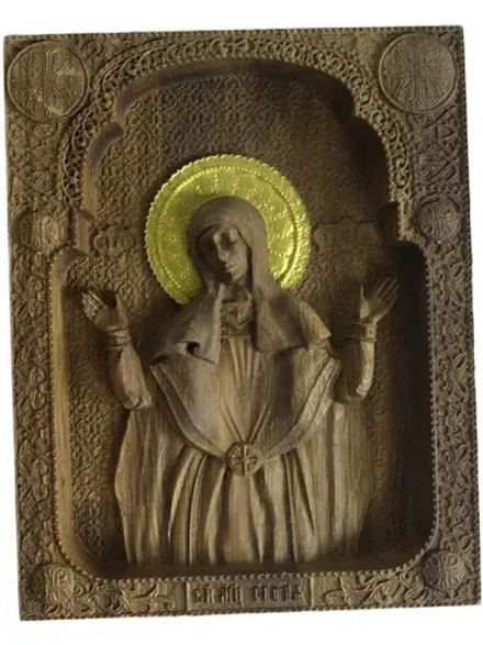 Освященная Икона Мученица София резная из массива дуба