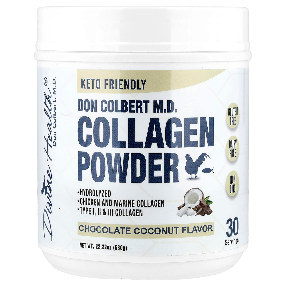 Divine Health, Don Coliber MD, коллаген в порошке, со вкусом шоколада и кокоса, 630 г (22,22 унции)