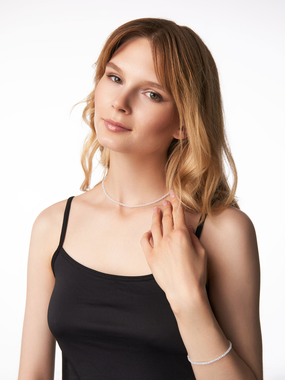 Чокер на шею женский, из голубого агата - сапфирина, бижутерия