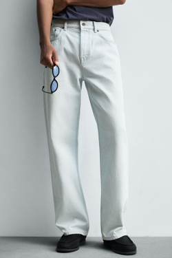 ZARA ДЖИНСЫ STRAIGHT FIT, НЕБЕСНО-ГОЛУБОЙ