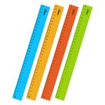 Линейка пластиковая 30 см ПИФАГОР, неоновая, ассорти, 210838