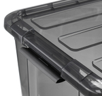 Ящик для хранения с замками КИП 30 л 580x385x185 чёрный прозрачный