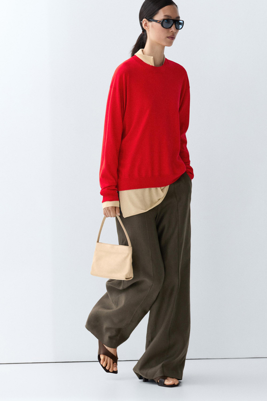 Massimo Dutti Джемпер тонкой вязки из шерсти, красный