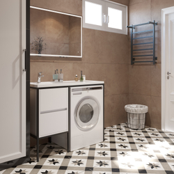 Полотенцесушитель электрический EWRIKA Пенелопа КВ7 80x55 см, подключение справа, слева, скрытое подключение справа, графит, лесенка, из стали, с полкой