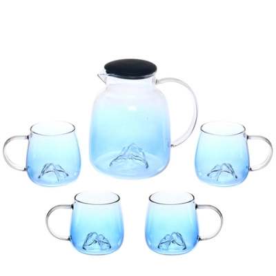 Кувшин стеклянный 1800мл «Хай-Тек» в наборе с 4-мя стаканами 400мл Горы