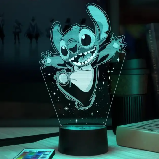 3D Лампа Стич Радуется