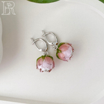 LEFIREL' Серьги серебряные женские "Пудра" с цветами из муранского стекла / ювелирные украшения из родированного серебра 925