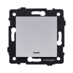 Выключатель кнопочный 1-клавишный 10А/250В с LED подсветкой, серый Kollinger REA-S-013GY для Aspekt, Eleganz, Reflex