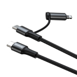 Кабель Baseus Twins 2-in-1 Cable Type-C to Type-C 60W (20V/3A) + iP 18W (9V/2A) 1m - Black