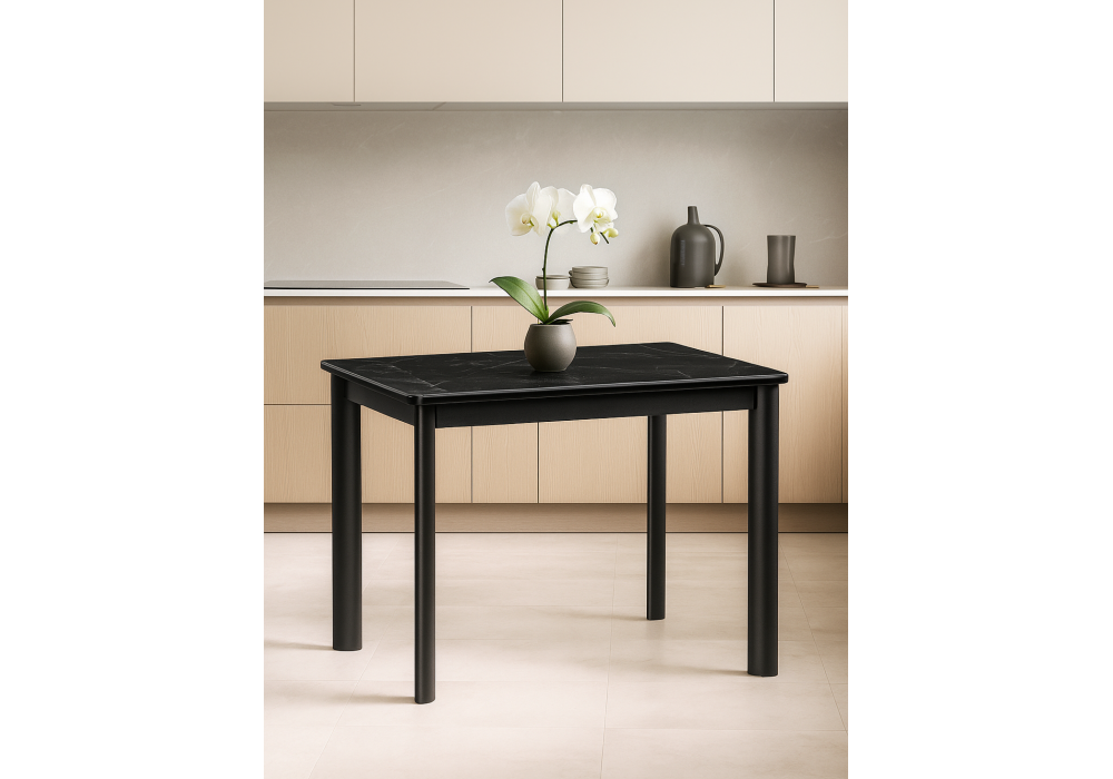 Керамический стол Woodville Кина 90(130)х65х76 shakespeare black, черный