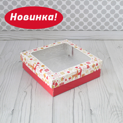Коробка для кейтеринга / фуршета "Новогодняя" 25 х 25 х 8 см