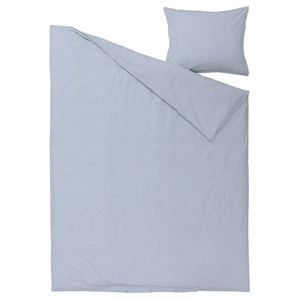 IKEA BERGPALM  (ИКЕА БЕРГПАЛМ)  -  Пододеяльник и наволочка, синий/полосатый, 150x200/50x60 см