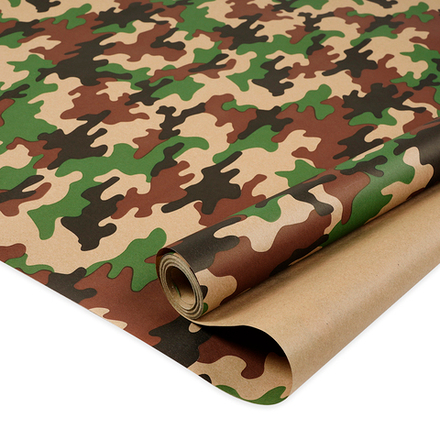 Упаковочная бумага Крафт 60гр 0,68 Камуфляж Зеленый 1 м.