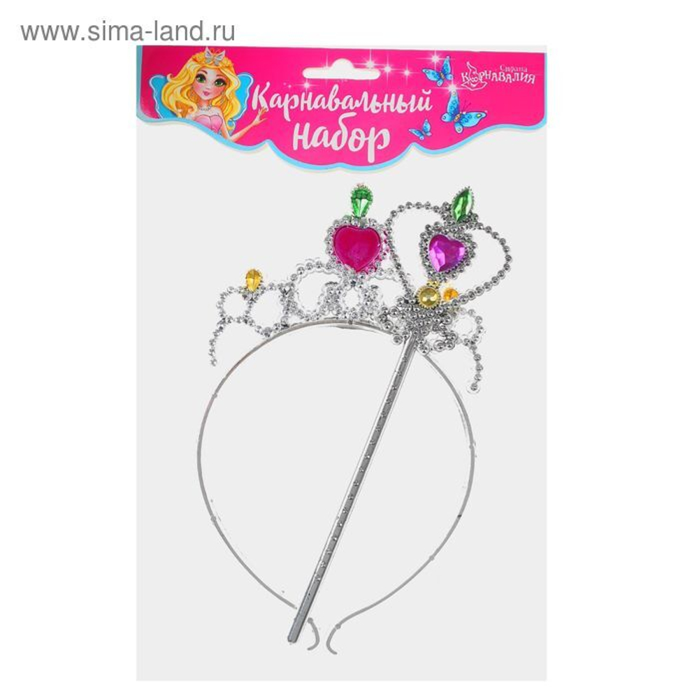Карнавальный набор "Принцессы", 2 предмета: жезл, ободок