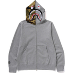 A Bathing Ape Bathing Ape Shark Pattern Hooded Zip Up Свитшот серый