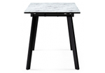 Стол стеклянный Woodville Агни 110(140)х68х76 мрамор белый, черный матовый, ножки черные
