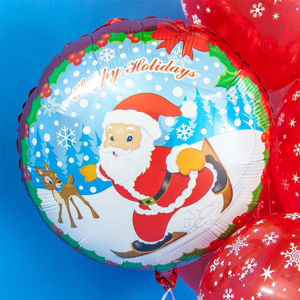 Шар (18"/46 см) Круг, Скользящий Санта, Красный 1 шт.