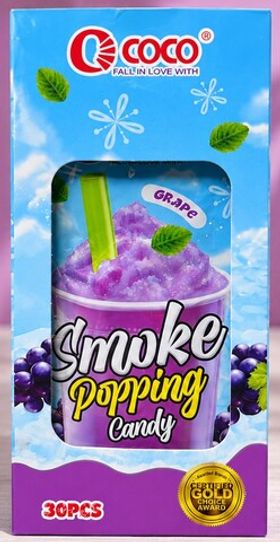 Шипучие конфеты с трубочкой Smoke Popping виноград 30шт