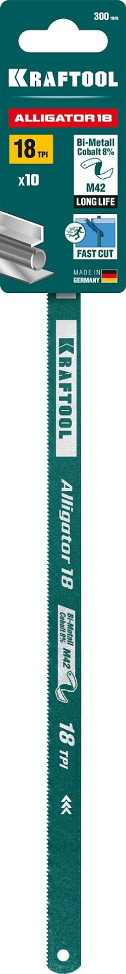 KRAFTOOL Alligator-18, 18 TPI, 300 мм, биметталическое гибкое полотно по металлу (15942-18-1)