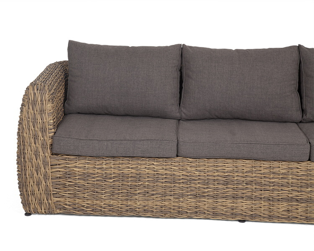 "Кальяри" диван из искусственного ротанга (гиацинт) трехместный, цвет соломенный