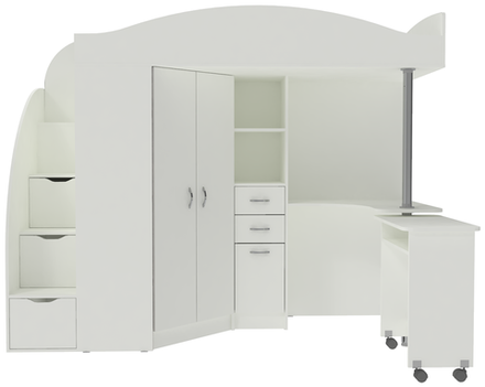 Кровать-чердак КарИВи Юниор 4 Белый  Белый