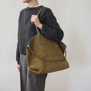 Сумка Giselle из замши и кожи теленка, цвета оливы