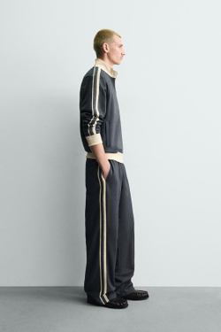 ZARA ДЖОГГЕРЫ WIDE FIT С ЛАМПАСАМИ, СИНИЙ