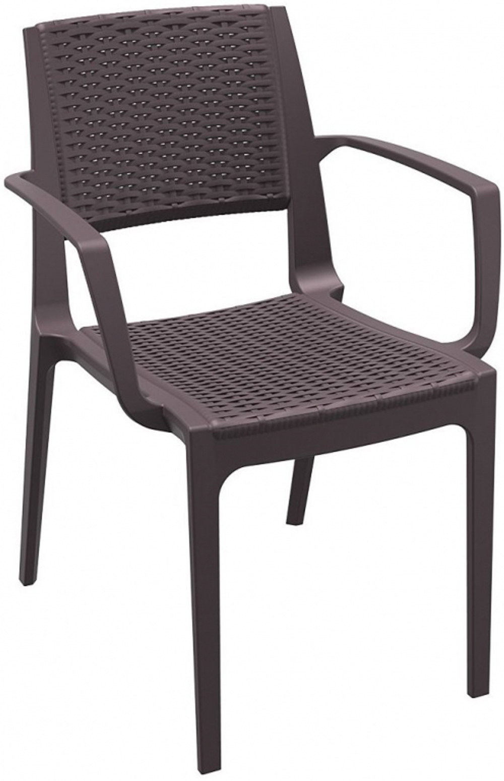 Кресло пластиковое плетеное Siesta Contract Capri, коричневый