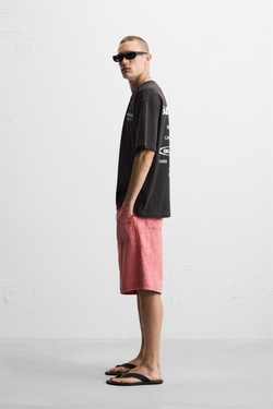 ZARA ФУТБОЛКА С ПРИНТАМИ И НАДПИСЯМИ, ЧЕРНЫЙ