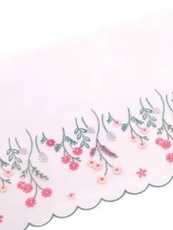 05-124 Вышивка на неэл. сетке 22 см, лотос/коралл/зеленый/телесный (правая)