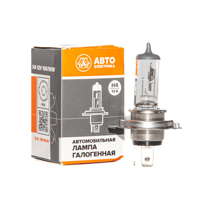 H4 12-100/90 P43t Автолампа галогенная H4, 12 В, 100/90 Вт, P43t АвтоЭлектрика