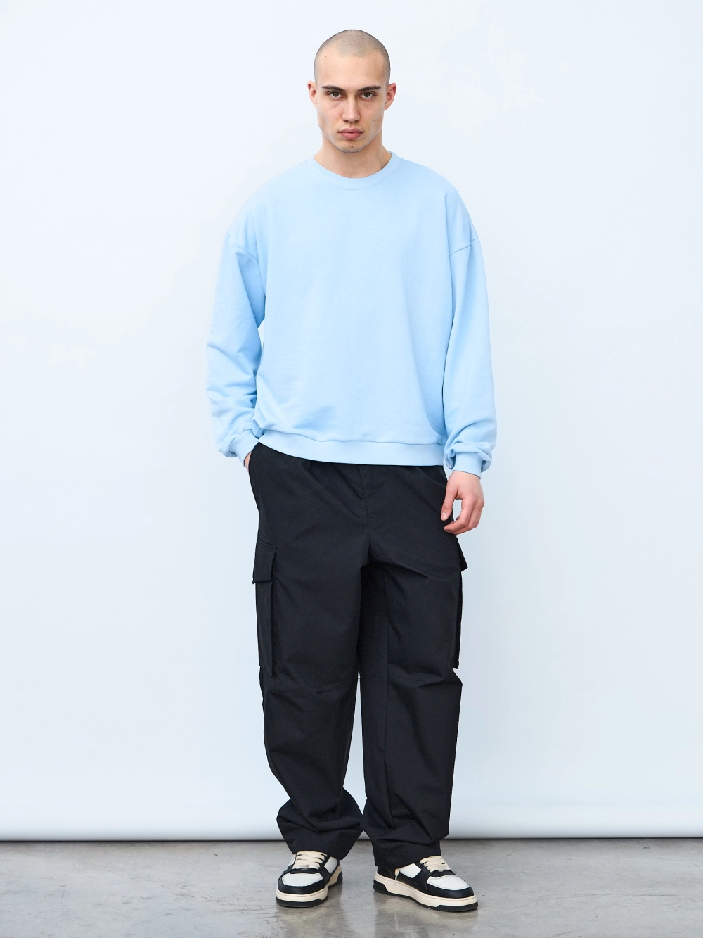 Свитшот оверсайз, без начеса (голубой)