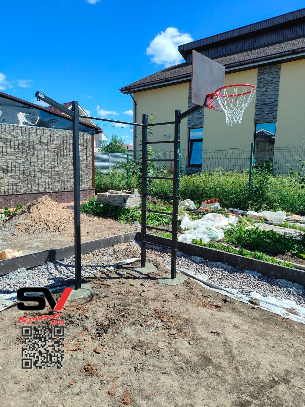 Монтаж уличной шведской стенки Sv Sport (3 вертикальных столба)